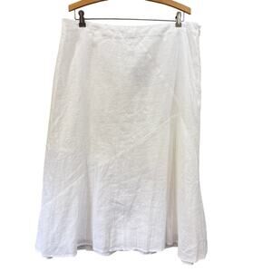 J. JILL Love Linen Midi Skirt Size LP Large Petite NEW White 100% Linen